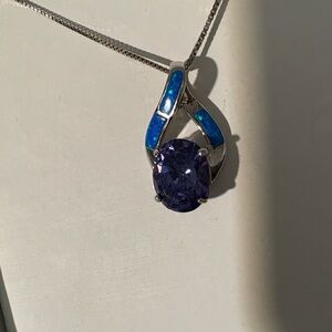 Sterling Silver Teardrop Necklace in Blue and Purple